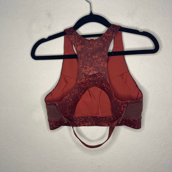 Brooks Drive 3 Pocket Run Sports Bra in Glitch Print/Koper - Size 36 A/B - Picture 5 of 7